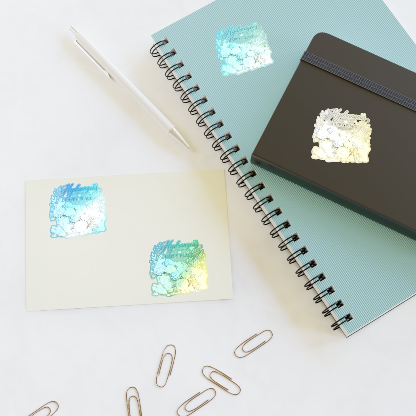 Hydrangeas Happy Place Sticker Sheet | Floral Hydrangea Decorative Stickers
