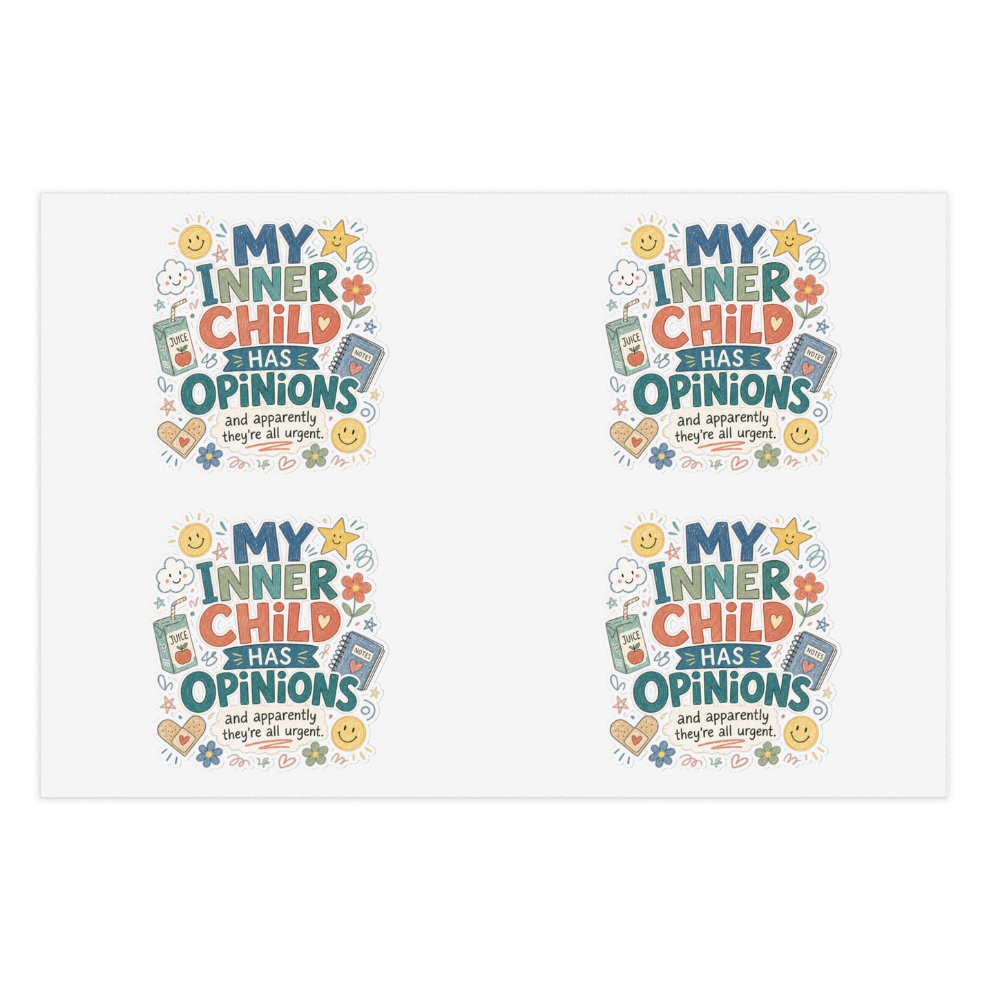 "My Inner Child Has Opinions" Capybara Sticker Sheet – Emotional Support Cute Animal Stickers