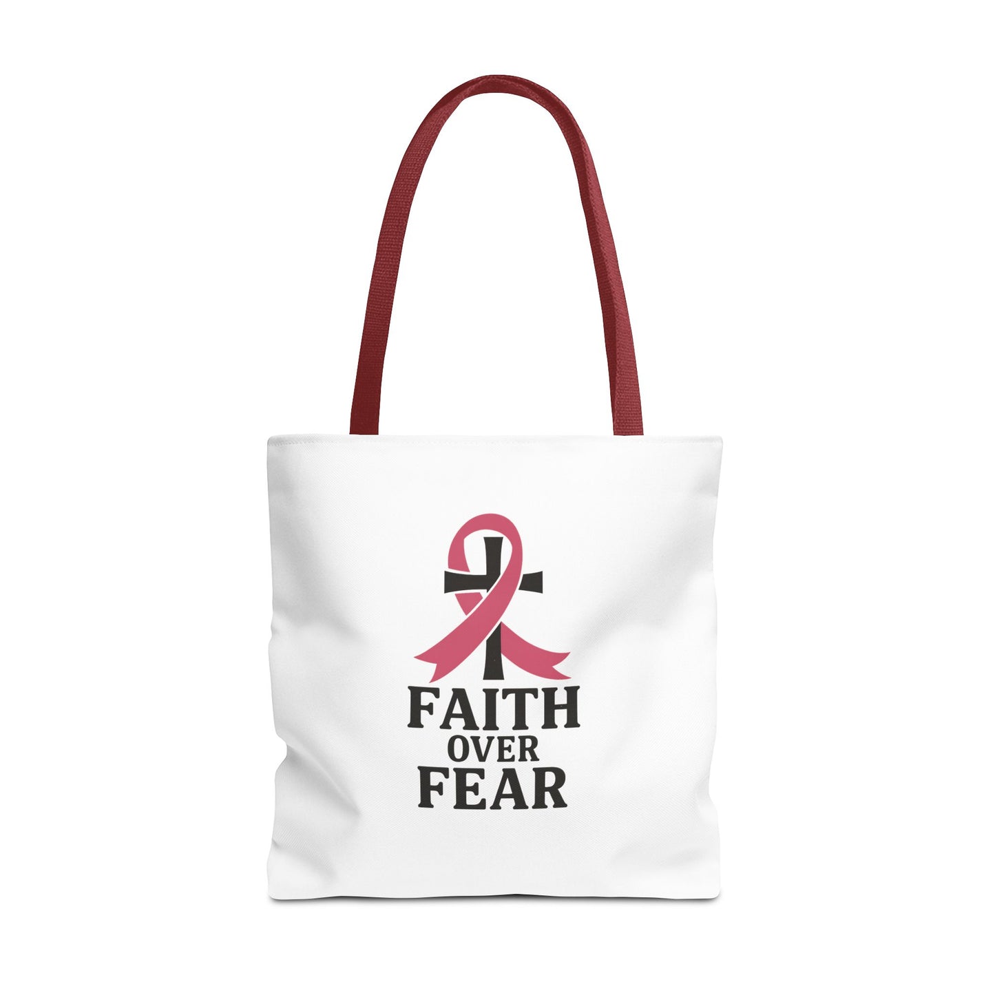 Faith Over Fear Tote Bag, Inspirational Gift for Cancer Awareness, Motivational Tote, Breast Cancer Support, Daily Use Bag