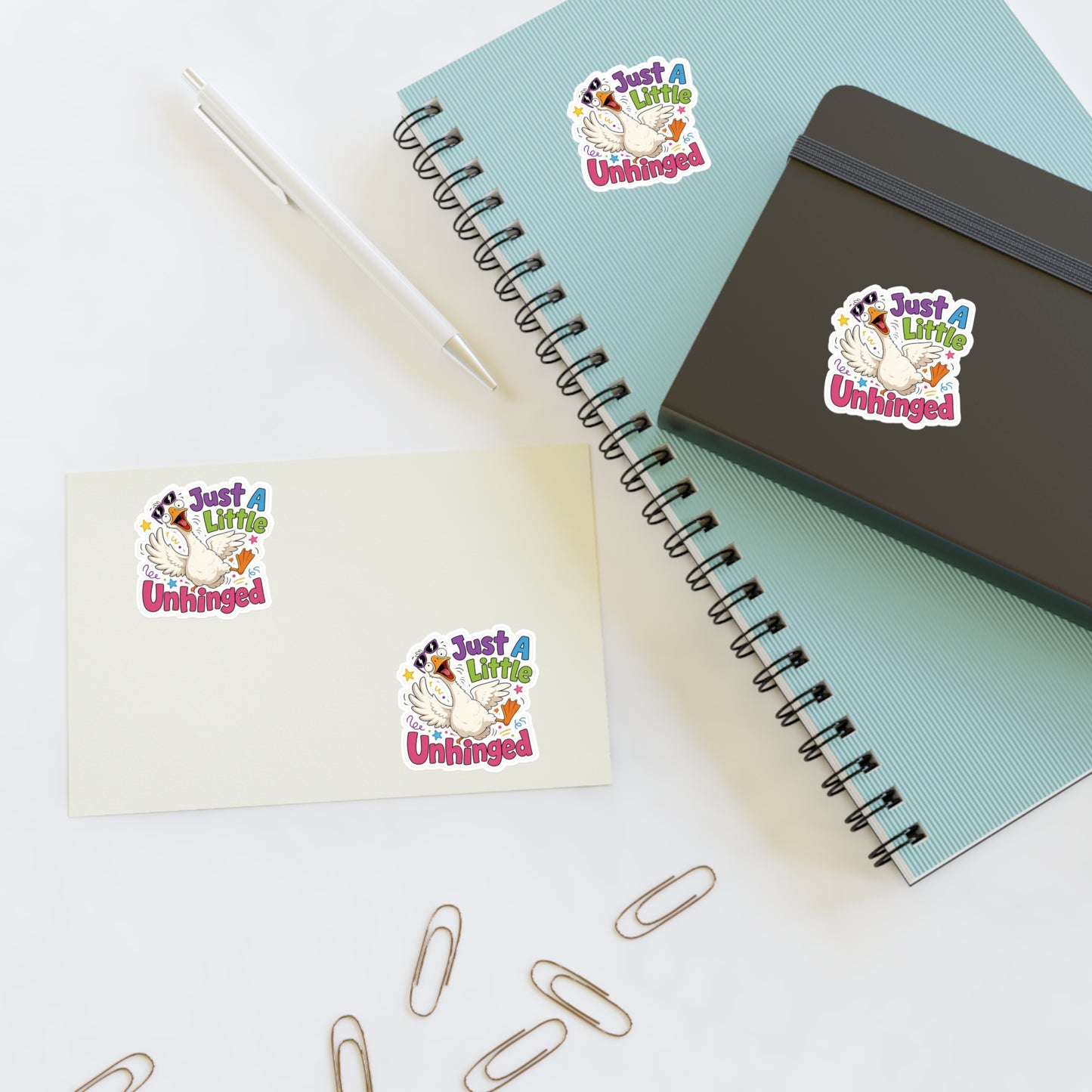 Just A Little Unhinged Sticker Sheet | Silly Goose Cartoon Stickers