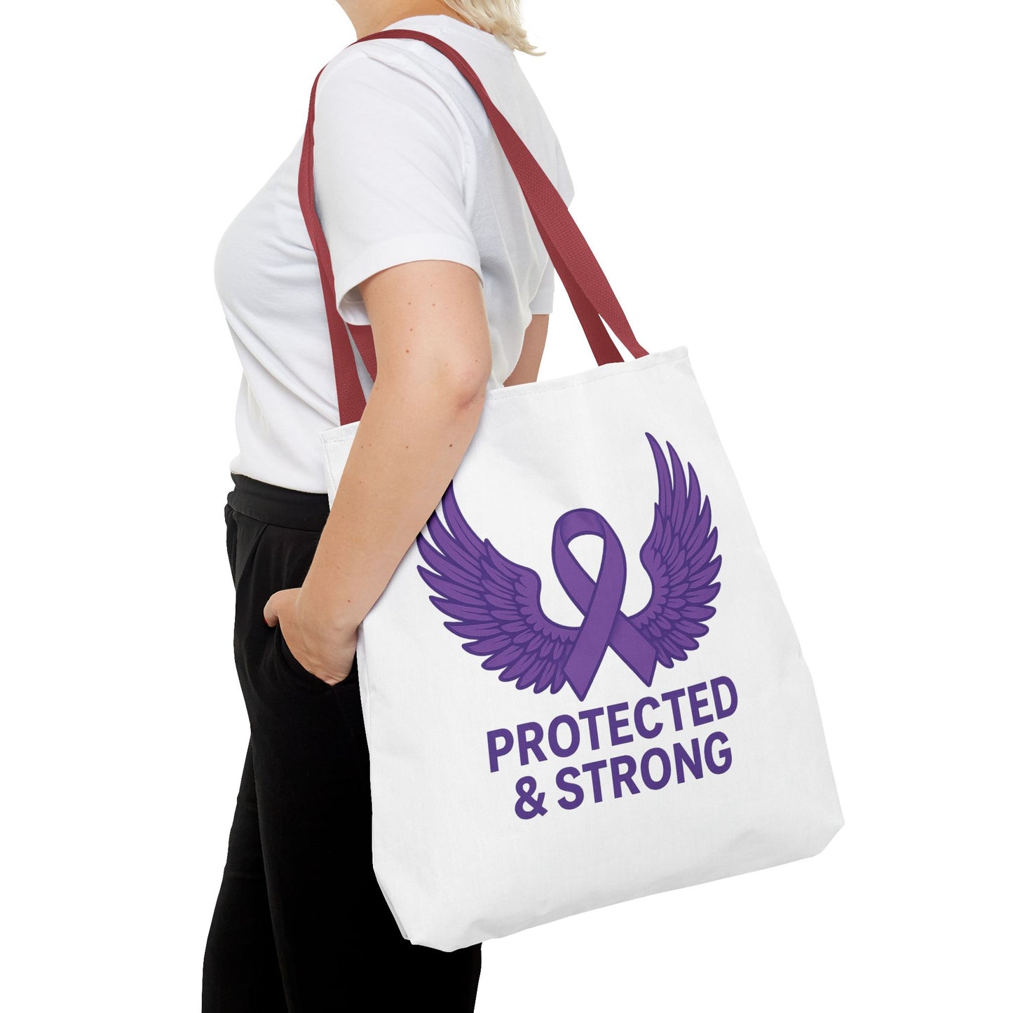 Protected and Strong Awareness Tote Bag, Eco-Friendly Shoulder Bag, Reusable Grocery Bag, Canvas Shopping Tote, Gift for Activists,