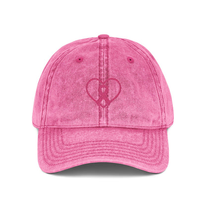 Embroidered Vintage Cap, Breast Cancer Awareness Hat, Pink Ribbon Baseball Cap, Cancer Support Gift, Retro Cancer Survivor Cap