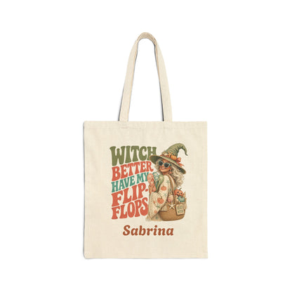 Witch Better Have My Flip Flops Tote Bag | Halloween Witch Illustration