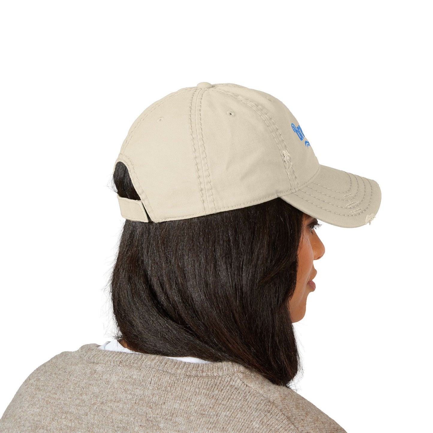 Embroidered "Breathe" Distressed Hat, Mental Health Motivation, Unisex Baseball Cap, Distressed Design, Breathable Headwear