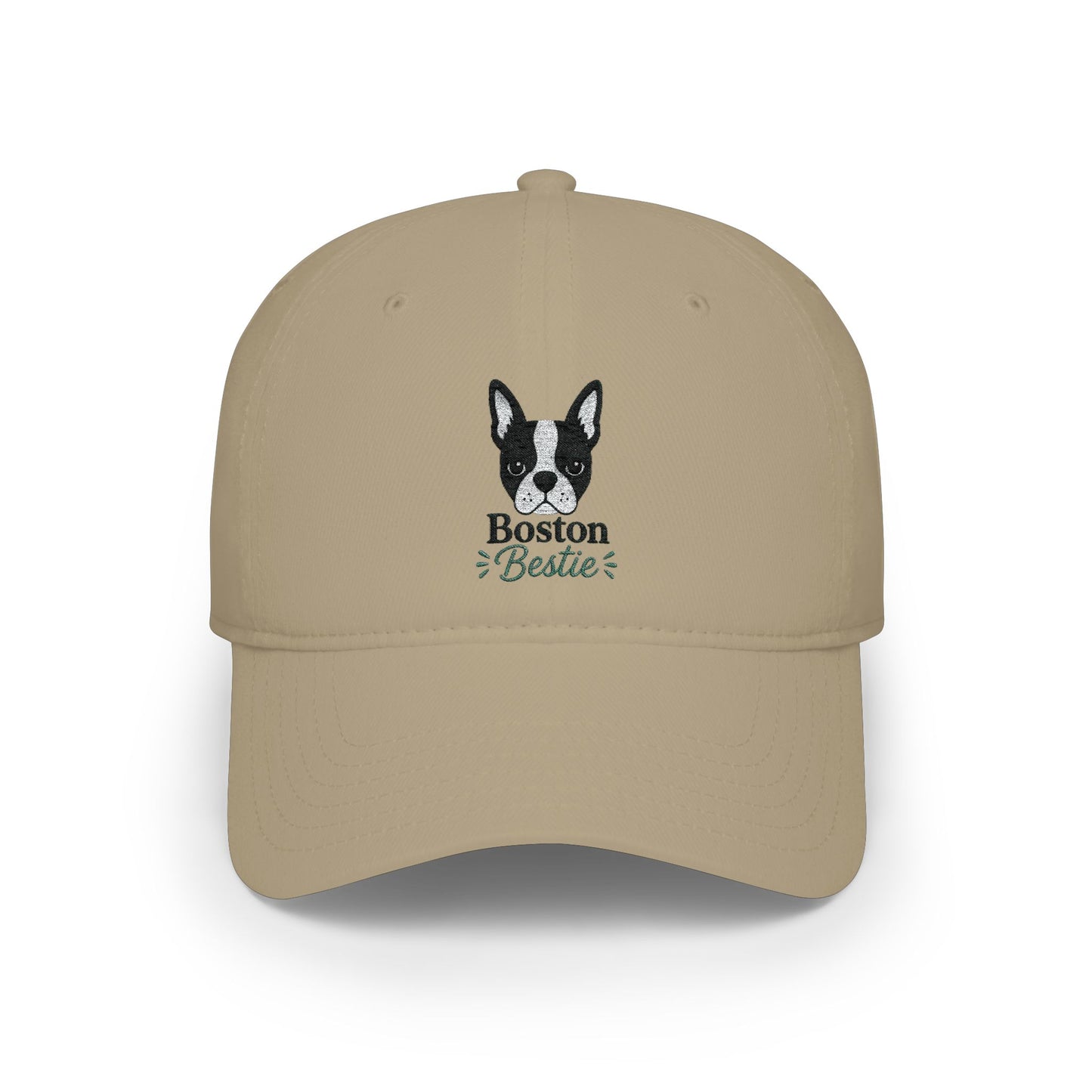 Boston Terrier Low Profile Baseball Cap — Embroidered Dog Face Hat