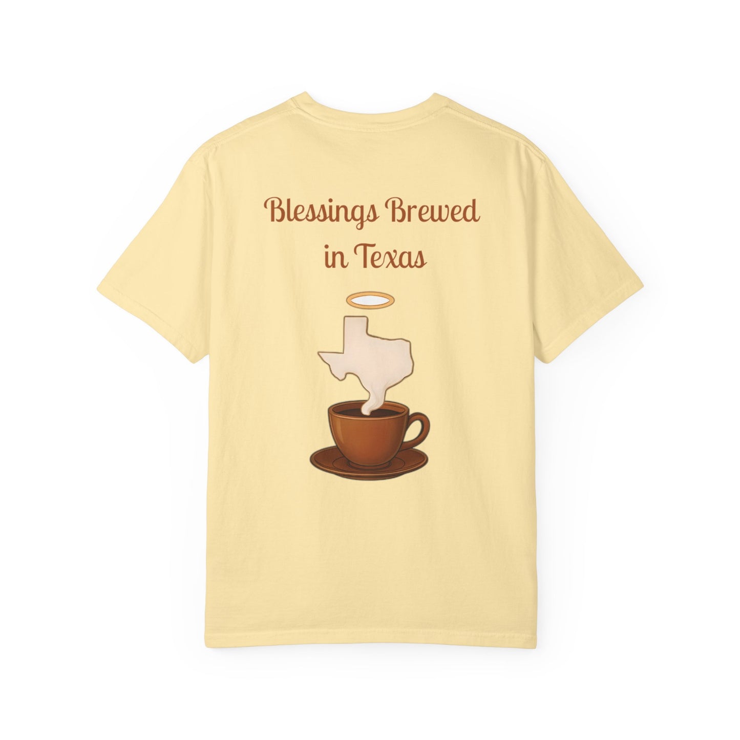 Blessings Brewed T-Shirt, Faith-Inspired Tee, Coffee Lover Gift, Texas Pride Apparel, Unisex Casual Wear