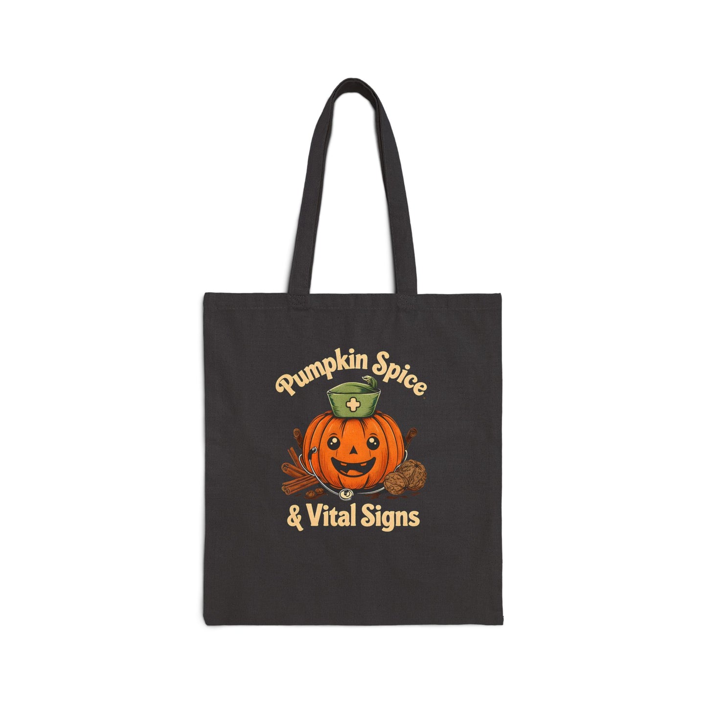 Pumpkin Spice and Vital Signs Tote Bag, Halloween Gift, Fall Accessory, Eco-Friendly Shopping Bag, Personalized Canvas Bag, Nurses Tote