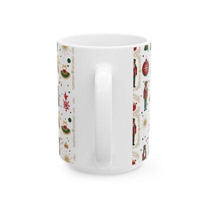 Nutcracker Pattern Mug | Christmas Holiday Ceramic Mug