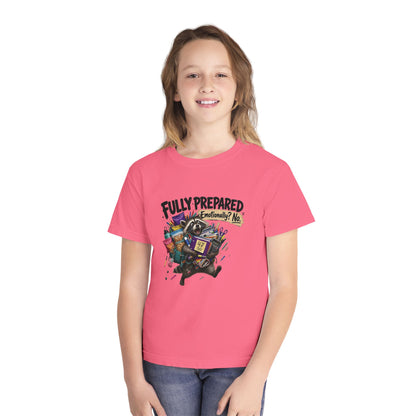 Fully Prepared Raccoon Supplies T-Shirt | Funny Back-to-School Kids Tee