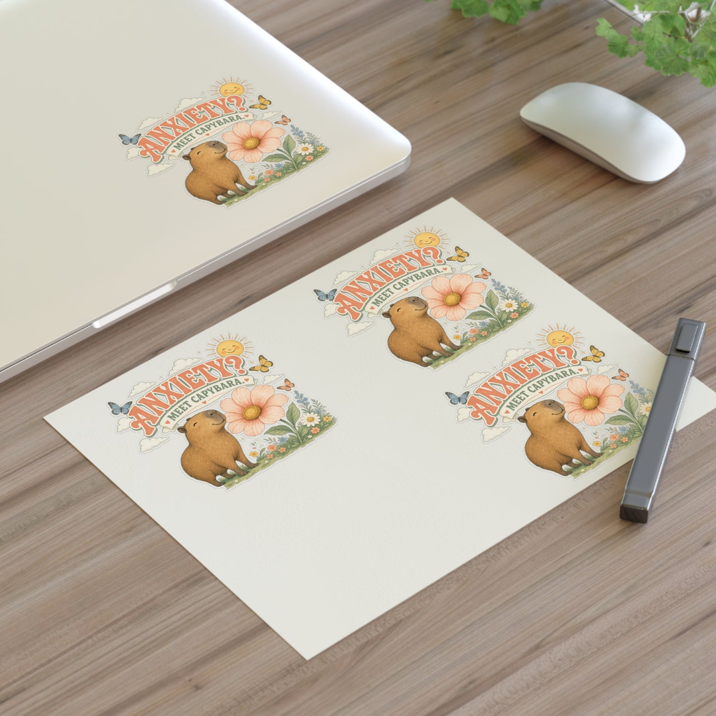 Anxiety? Meet Capybara Sticker Sheet | Cute Capybara Floral Decal
