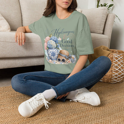 Hydrangeas & Good Decisions T-Shirt | Floral Hydrangea Design