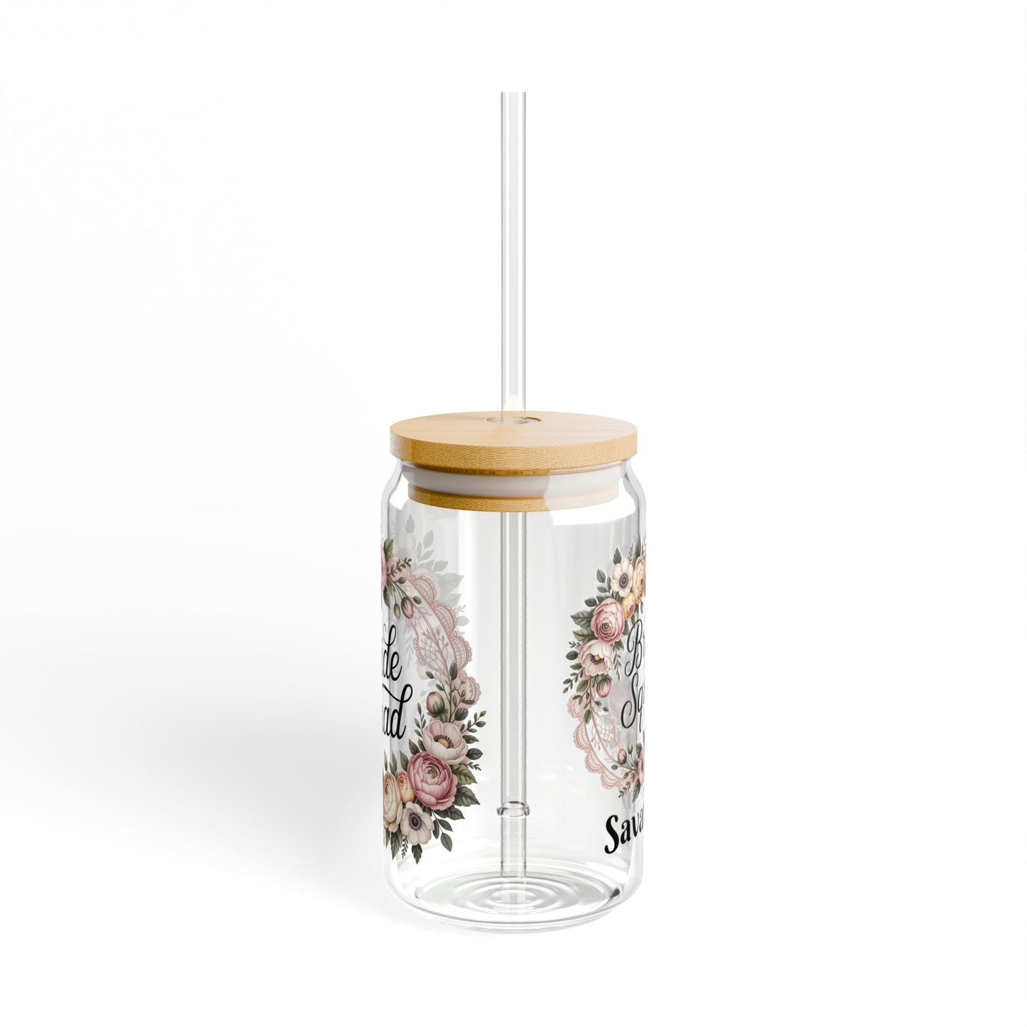 Bride Squad Floral Wreath Sipper Glass | 16oz