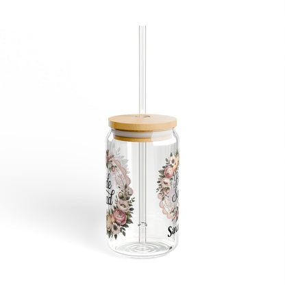 Bride Squad Floral Wreath Sipper Glass | 16oz