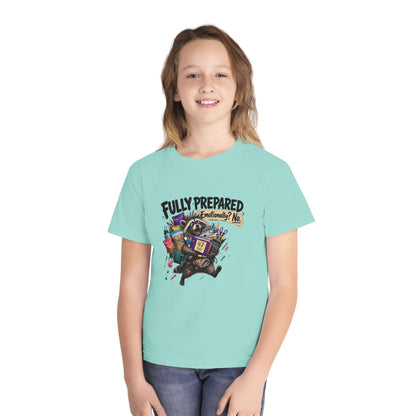Fully Prepared Raccoon Supplies T-Shirt | Funny Back-to-School Kids Tee
