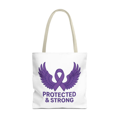 Protected and Strong Awareness Tote Bag, Eco-Friendly Shoulder Bag, Reusable Grocery Bag, Canvas Shopping Tote, Gift for Activists,