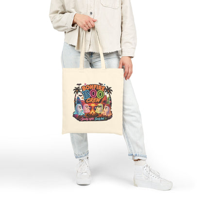 Bonfire Boo Crew Tote Bag | Halloween ghosts, campfire spooky beach design