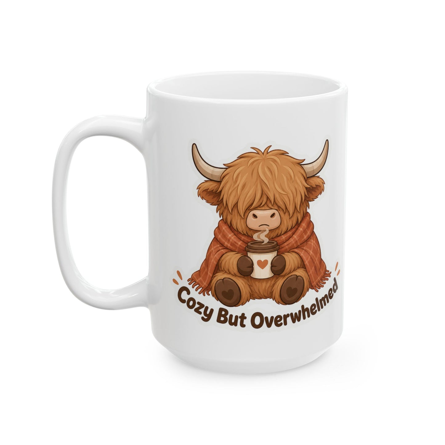 Cozy But Overwhelmed Highland Cow Mug | Ceramic Coffee Tea Cup
