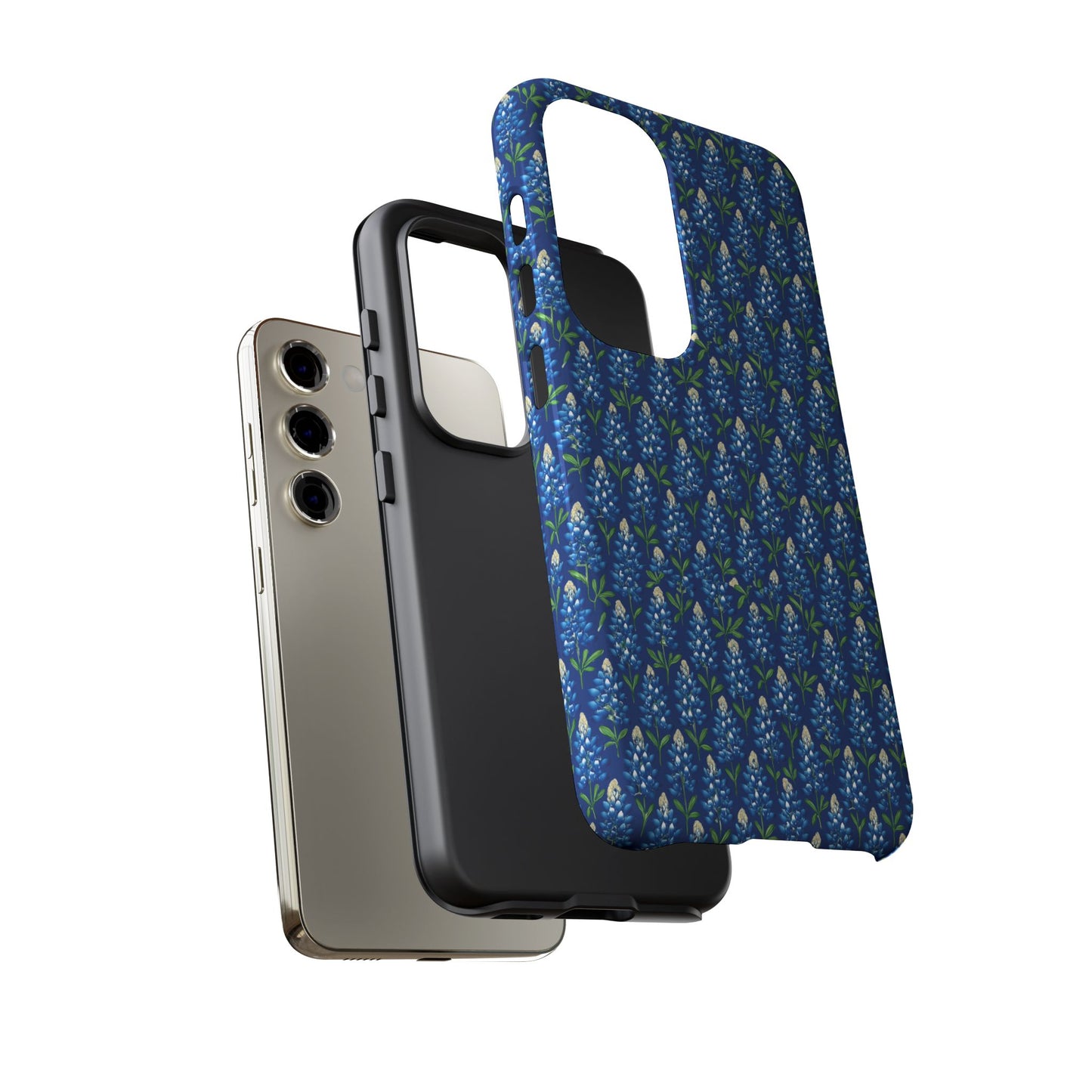 Phone Case, Texas Bluebonnet Tough Case, Navy Floral Phone Cover, Protective iPhone Case, Samsung Galaxy Case, Texas Wildflower Gift