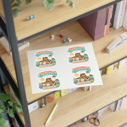 Emotionally Buffering Capybara Illustration Sticker Sheet | 4pcs