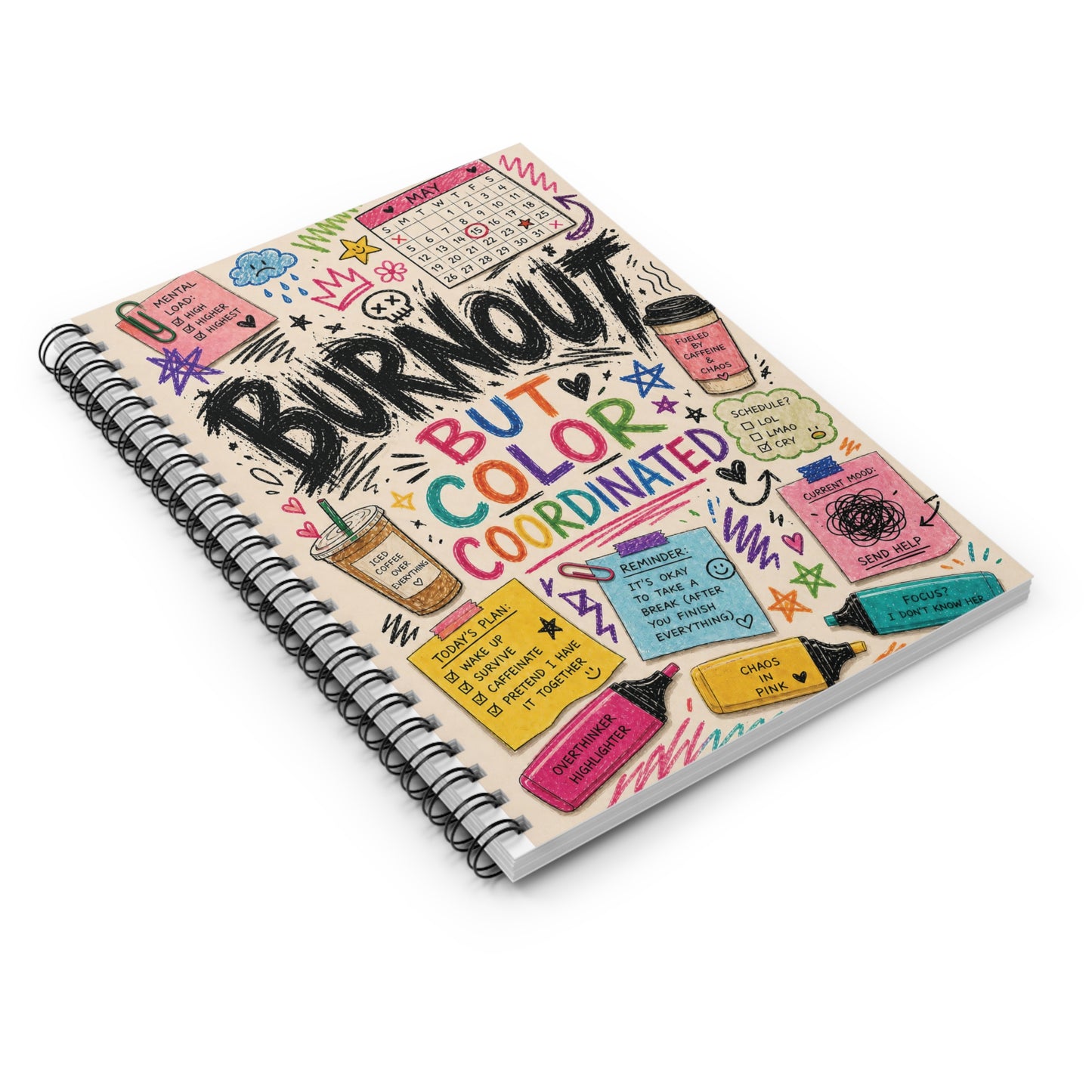Burnout But Color Coordinated Spiral Notebook | Ruled Journal