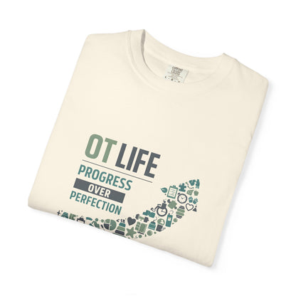 OT Life Progress Over Perfection T-Shirt | Occupational Therapy Arrow Design