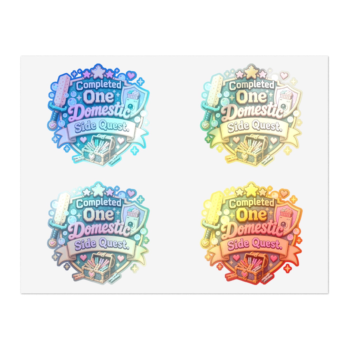 Completed One Domestic Side Quest Sticker Sheet | Cute Achievement Badge Stickers