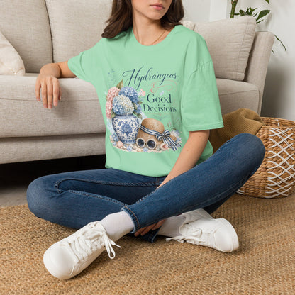 Hydrangeas & Good Decisions T-Shirt | Floral Hydrangea Design