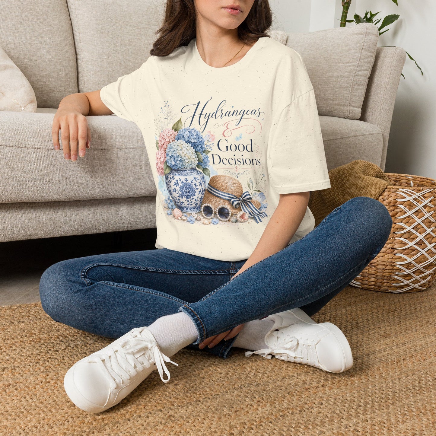 Hydrangeas & Good Decisions T-Shirt | Floral Hydrangea Design