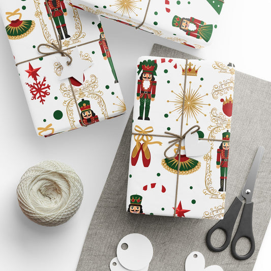 Nutcracker Pattern Wrapping Paper | Christmas Holiday Gift Wrap Roll