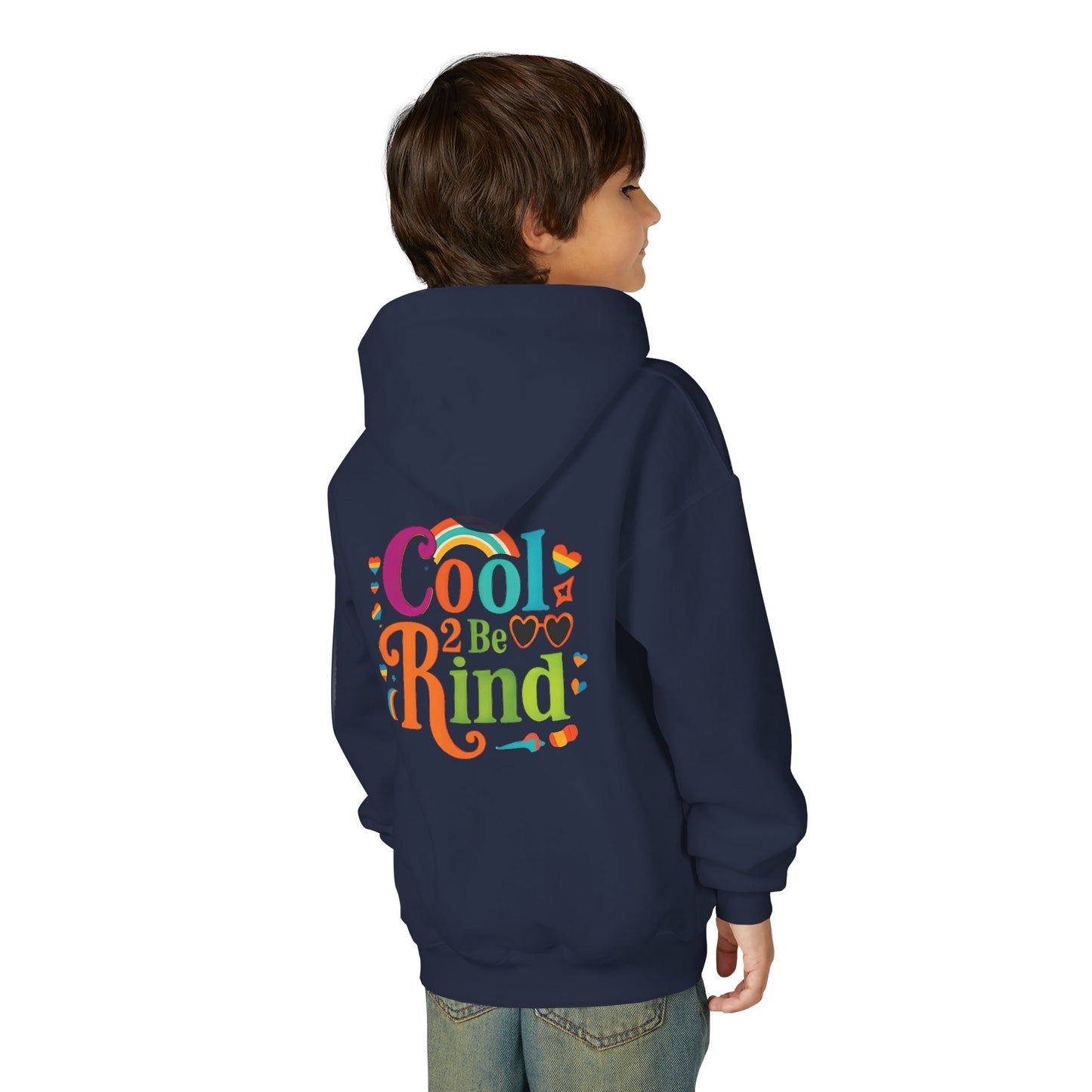 Cool 2 Be Kind Hoodie | Youth Hooded Sweatshirt, Colorful Rainbow Kindness Design