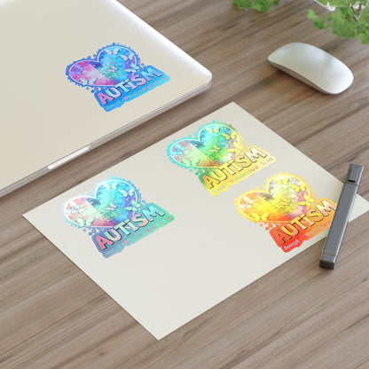 Autism Puzzle Heart Sticker Sheet | Accept Understand Love, Rainbow Awareness
