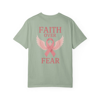 Faith Over Fear Angel Wings T-shirt, Breast Cancer Awareness Tee, Unisex Shirt, Religious Gift, Inspirational Clothing