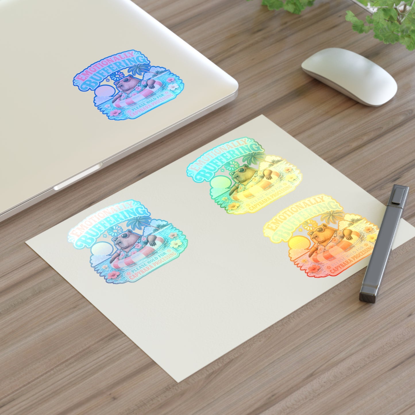 Emotionally Buffering Capybara Illustration Sticker Sheet | 4pcs