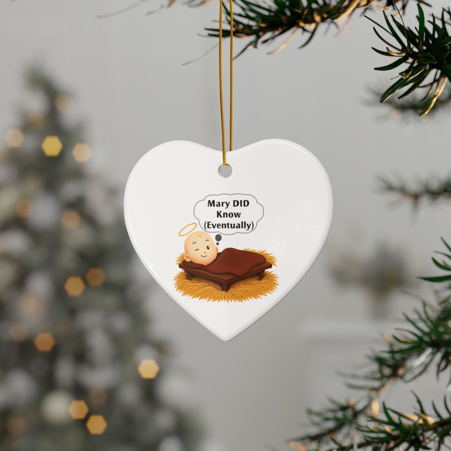 Ceramic Ornaments, Mary DID Know (Eventually) Humorous Christmas Ornament, Funny Xmas Decor, Holiday Gift, Christmas Tree Decoration,