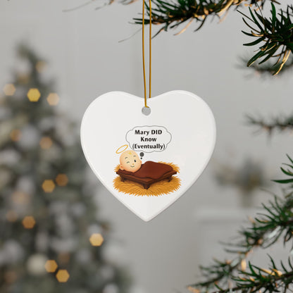 Ceramic Ornaments, Mary DID Know (Eventually) Humorous Christmas Ornament, Funny Xmas Decor, Holiday Gift, Christmas Tree Decoration,