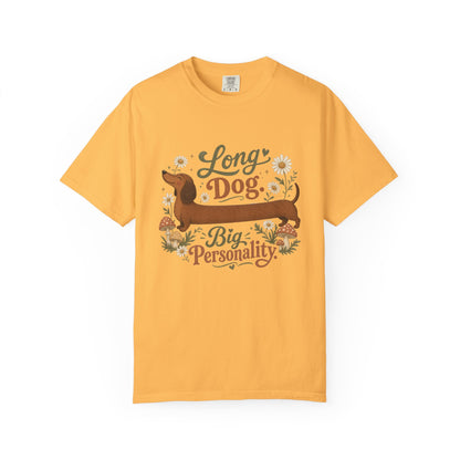 Long Dog Big Personality Dachshund T-shirt | Cute Sausage Dog Floral Design
