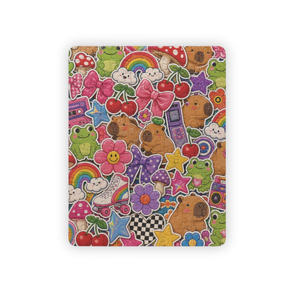Retro Kawaii Sticker Bomb Kids' Puzzle 30-Piece | Colorful Animals, Rainbows