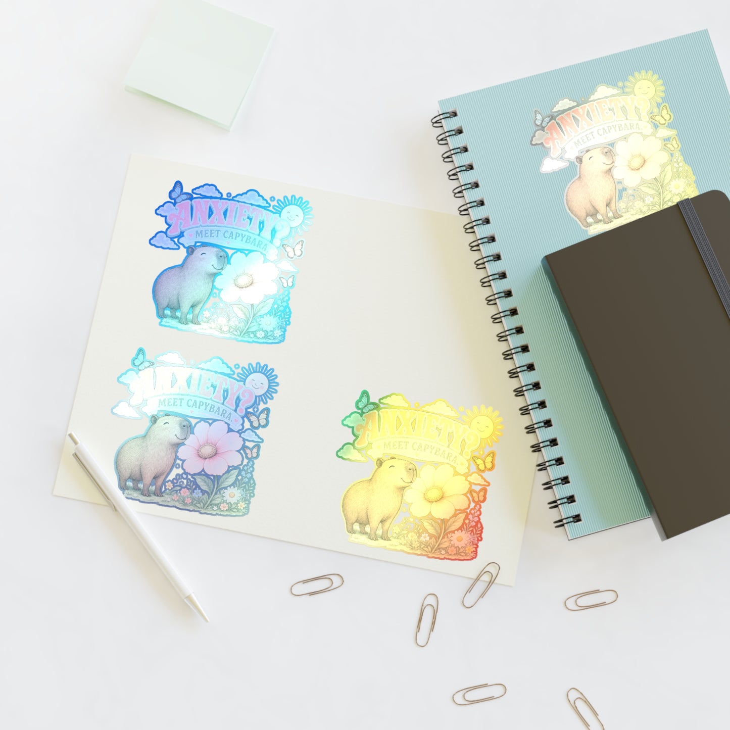 Anxiety? Meet Capybara Sticker Sheet | Cute Capybara Floral Decal
