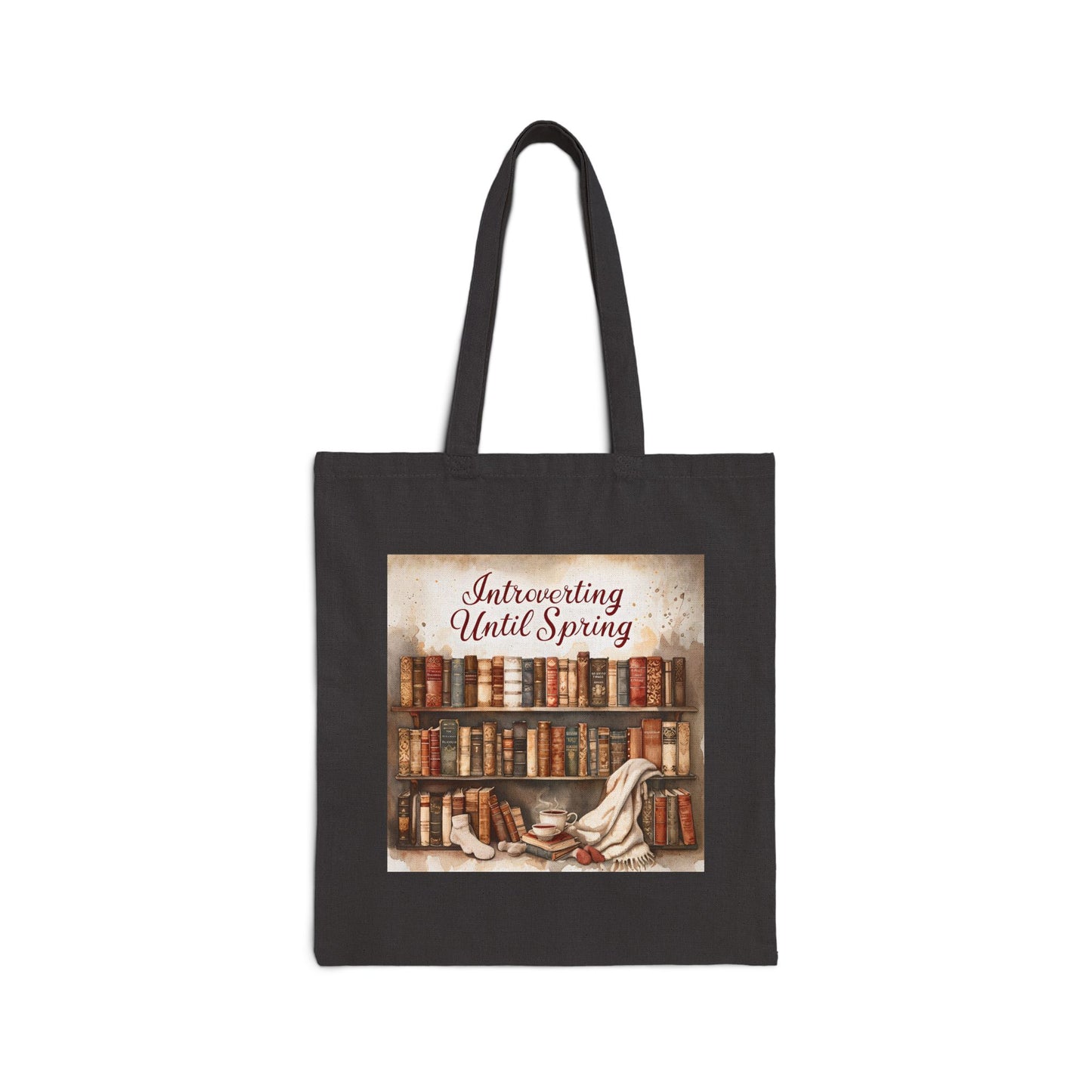 Literary Tote Bag - "Introverting Until Spring", Perfect for Book Lovers, Gift for Readers, Library Carryall, Bookish Eco-Friendly Bag