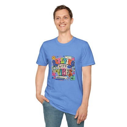 Replying With Vibes T-Shirt | Retro Colorful Typography, 90s Aesthetic
