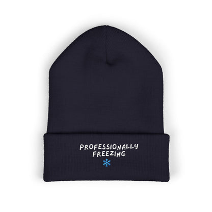 Professionally Freezing beanie | Cuffed Beanie Embroidered Snowflake