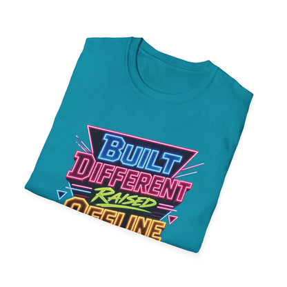 Built Different Raised Offline T-Shirt | Retro 80s Neon Graphic Tee