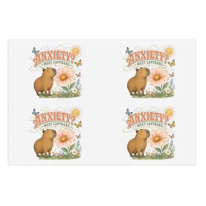 Anxiety? Meet Capybara Sticker Sheet | Cute Capybara Floral Decal