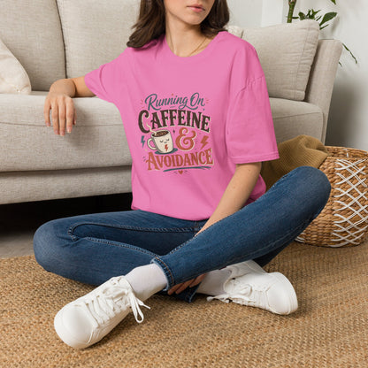 Running On Caffeine & Avoidance T-Shirt | Funny Coffee Quote Tee