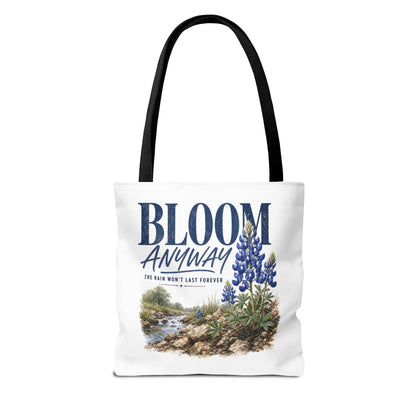 Bloom Anyway Tote Bag | Bluebonnet Wildflower Inspirational Design