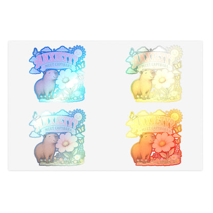 Anxiety? Meet Capybara Sticker Sheet | Cute Capybara Floral Decal