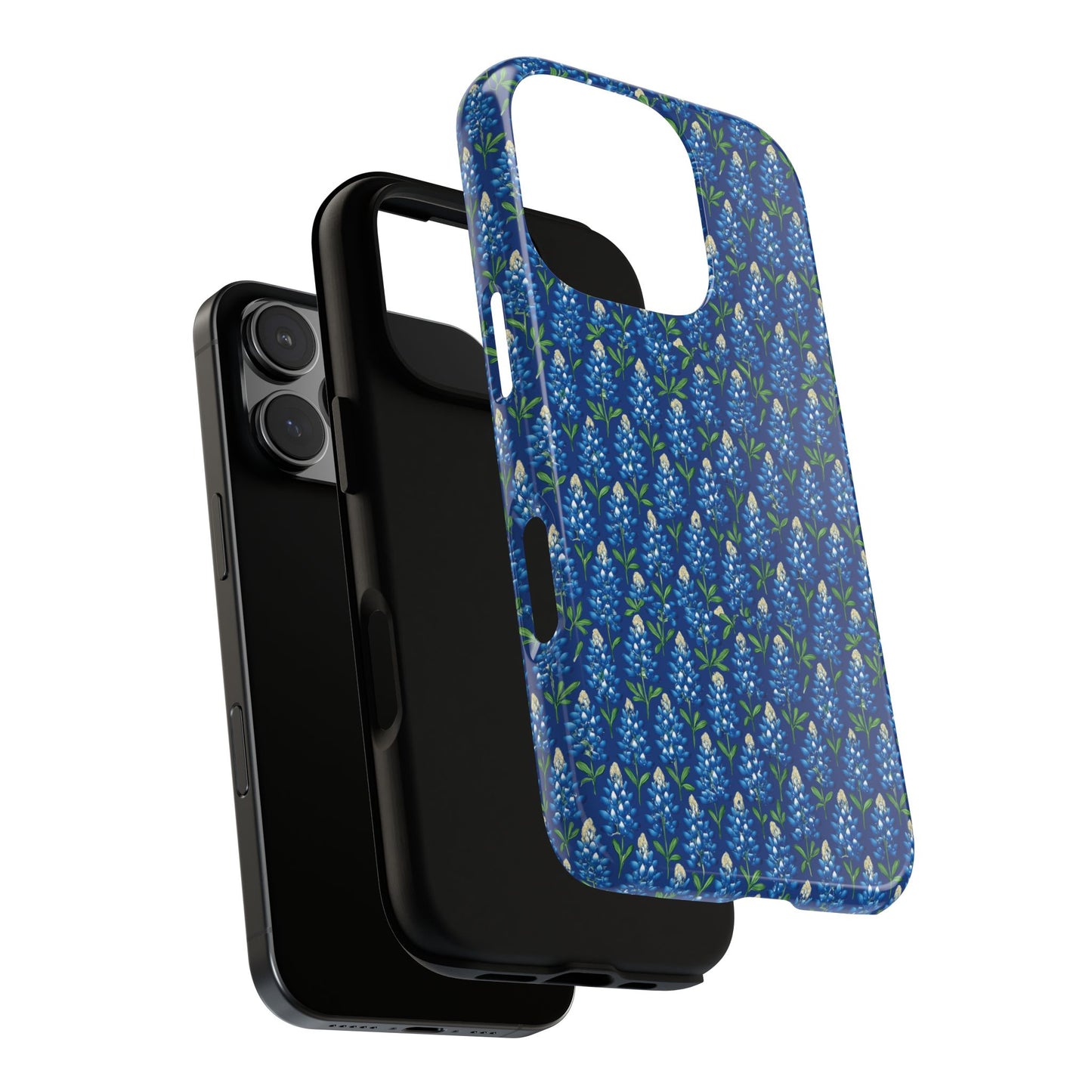 Phone Case, Texas Bluebonnet Tough Case, Navy Floral Phone Cover, Protective iPhone Case, Samsung Galaxy Case, Texas Wildflower Gift