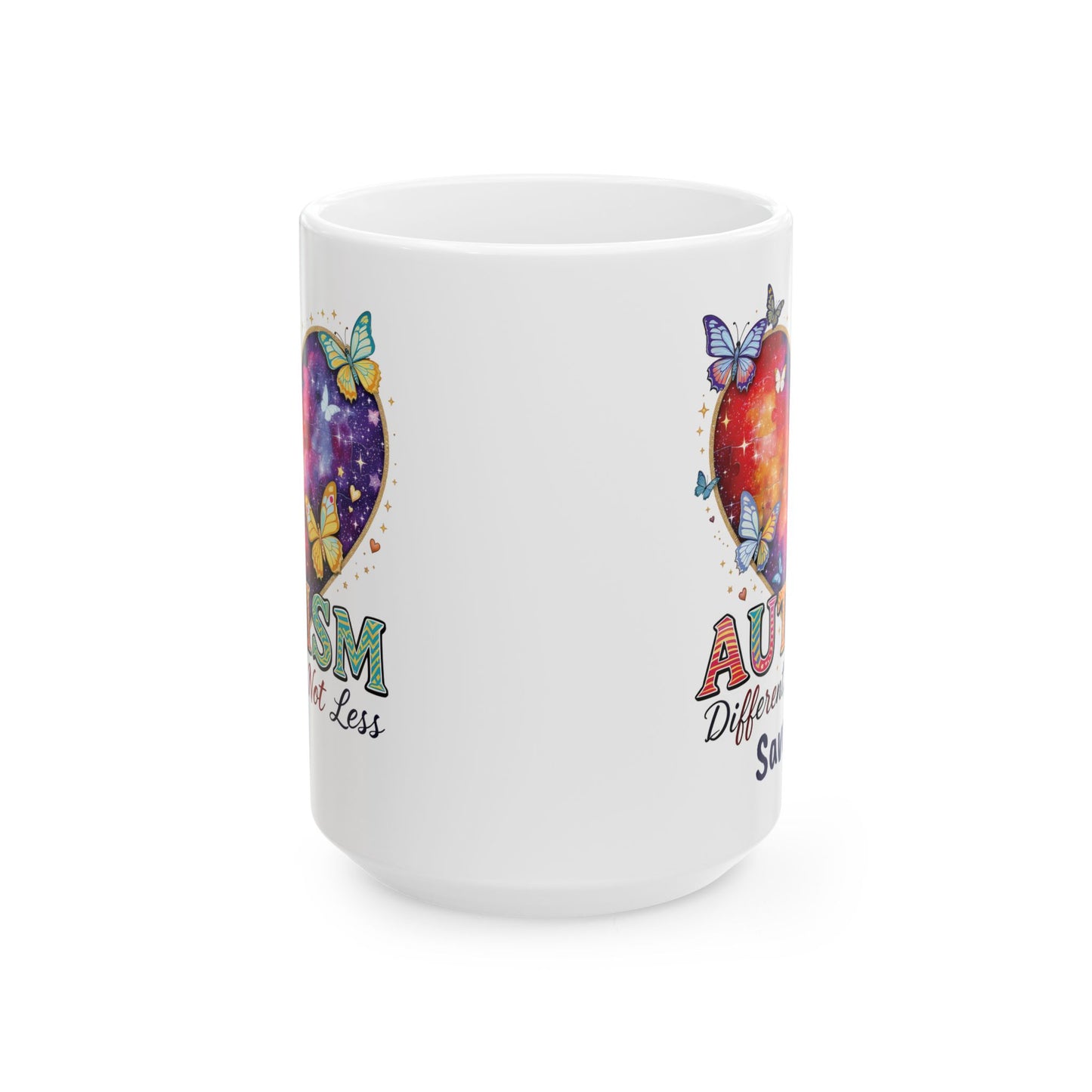 Autism Awareness Different Not Less Heart Mug