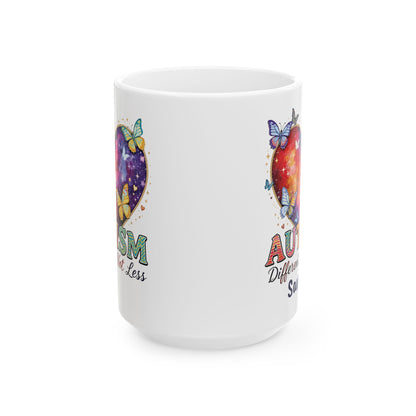 Autism Awareness Different Not Less Heart Mug