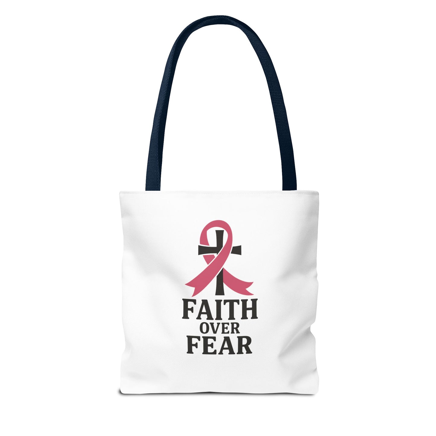 Faith Over Fear Tote Bag, Inspirational Gift for Cancer Awareness, Motivational Tote, Breast Cancer Support, Daily Use Bag